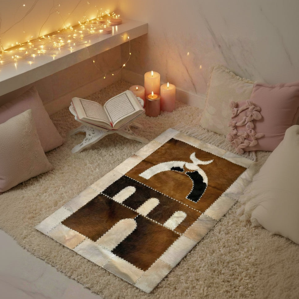 "Twin Moon" Luxury Cowhide Prayer Mat | Gift Boxed Set